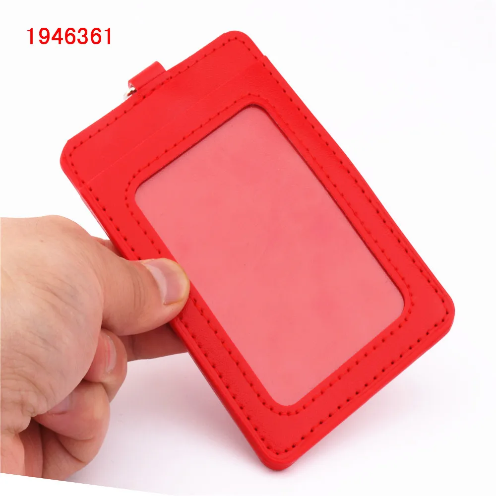 610 PU Leather Double Card Sleeve ID Badge Case Clear Bank Credit Card Badge Holder Accessories badge holder anime badge case