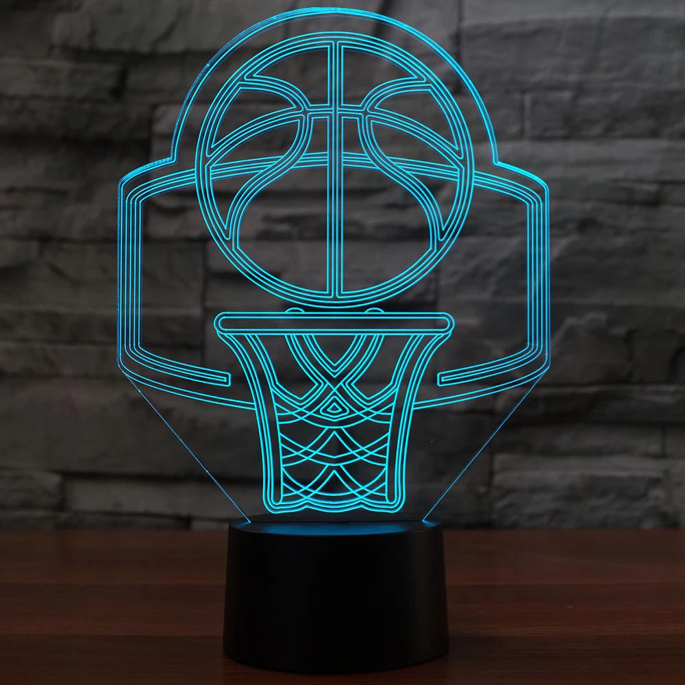 USB 7 цветов меняющаяся баскетбольная модель корзины LED 3D ночник настольная лампа