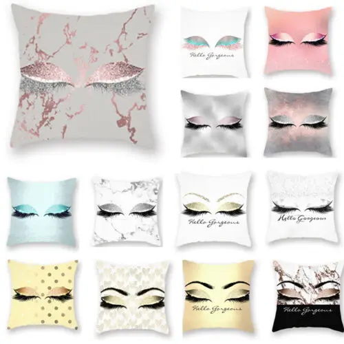 

17 Styles Polyester Eyelash Lash Pillow Case Reversible Sequin GlitterCushion Home Fashion