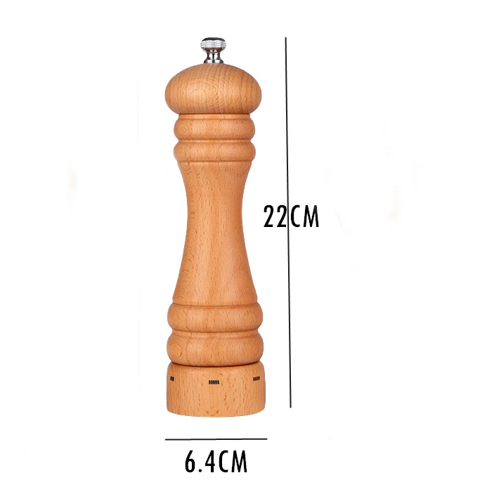 Mokithand Буковые мельницы для перца, набор кухонных инструментов, кухонные инструменты, безопасная для пищевых продуктов мельница из углеродистой стали 5' 6' 8' 10' с ручным движением - Цвет: 8 Inch - 22CM