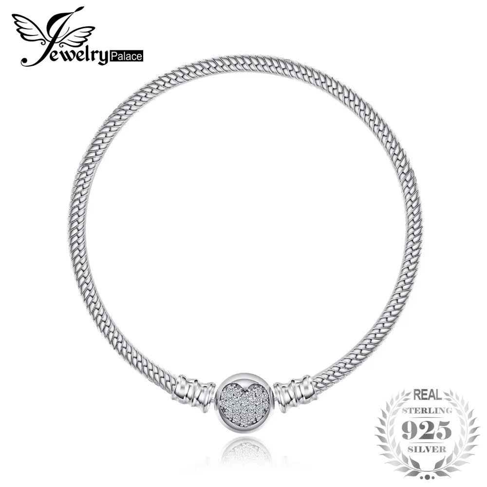 Jewelrypalace стерлингового серебра 925 элегантные блестящие сердца Браслеты 2018 Новый