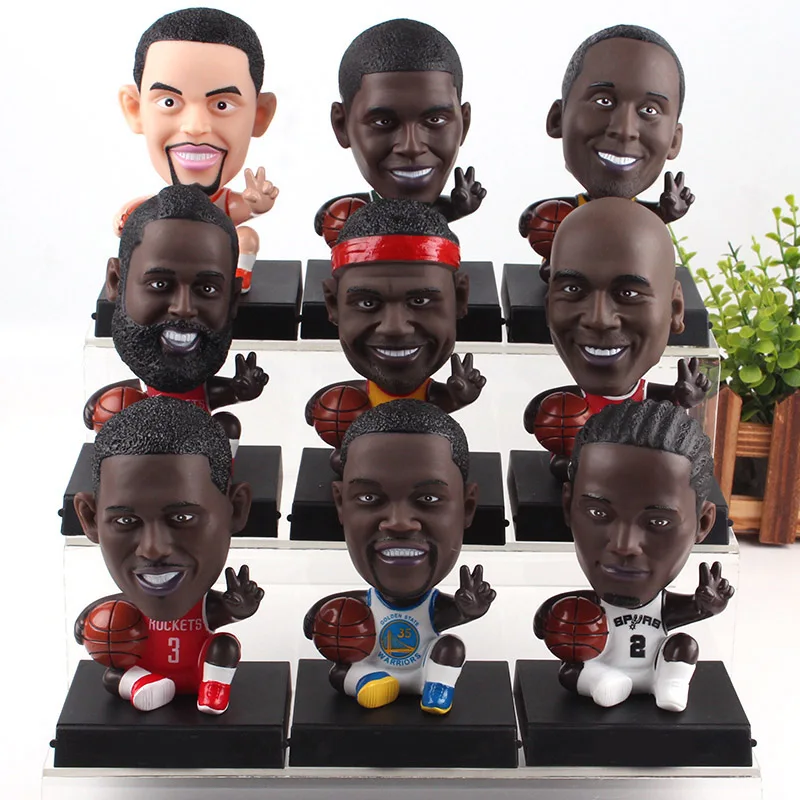 

Basketball Characters Michael Jordan Kobe Bryant Curry James Bobble Head Action Figure PVC Collection Model Toy Phone Holder