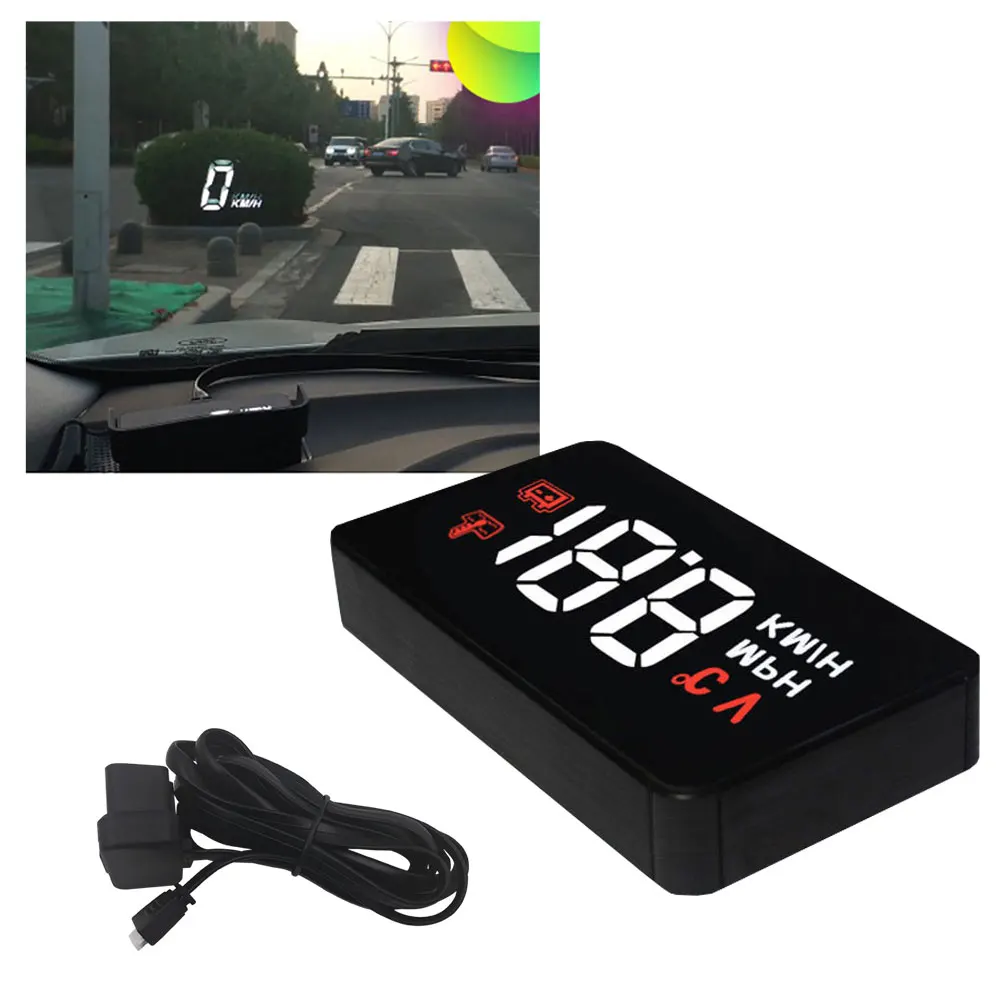 

A100 Car HUD Head Up Display OBD2 II EUOBD Overspeed Warning System Projector Windshield Auto Electronic Voltage Alarm