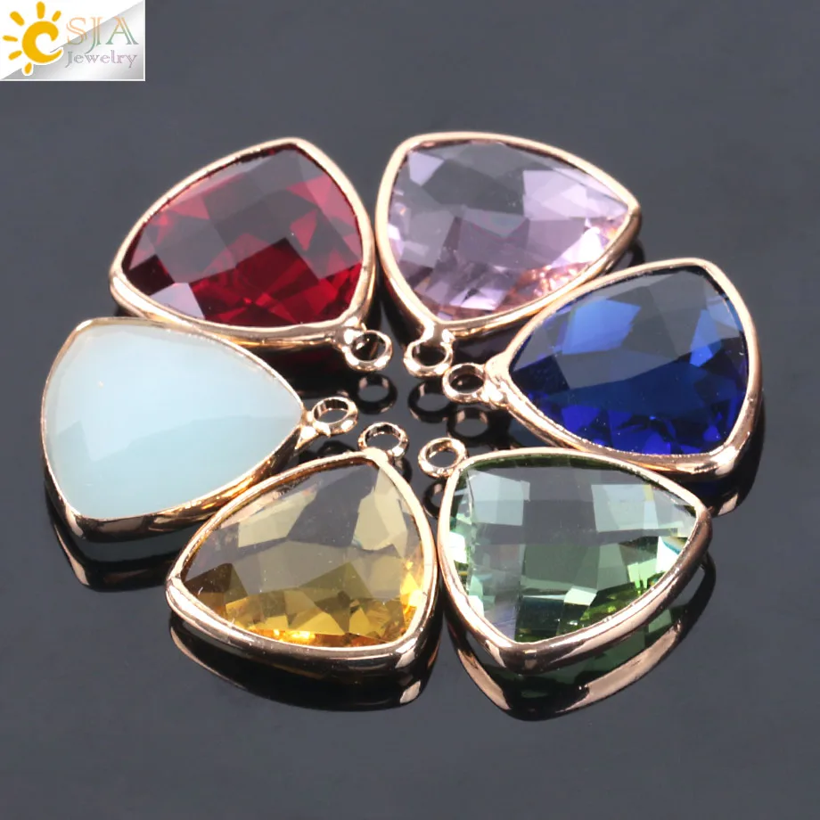CSJA, 18 мм, 10 шт, разноцветные стеклянные бусины, треугольные, с одним отверстием, многогранные, для изготовления ювелирных изделий, подходят для самостоятельного изготовления браслетов, ожерелья E982