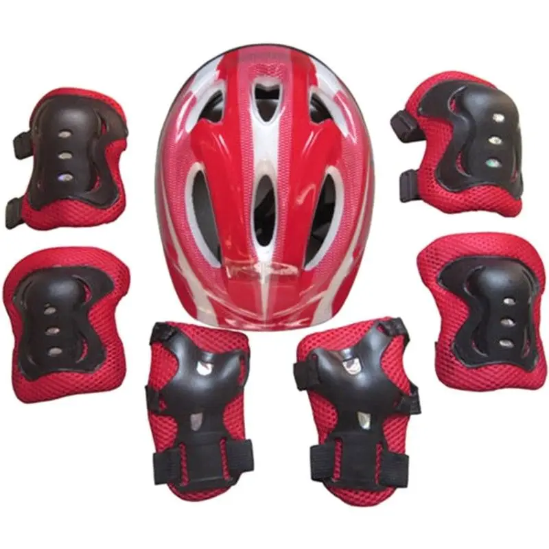 Регулируемые 7 шт. детские роликовые коньки велосипедный шлем колени запястье защита налокотник набор для детей Велоспорт Спортивная Защитная Экипировка