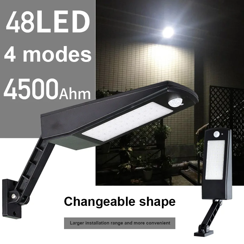 

Newest Adjustable Light 48LEDs Solar Powered Wall Lamp PIR Sensor Motion Waterproof Lamp
