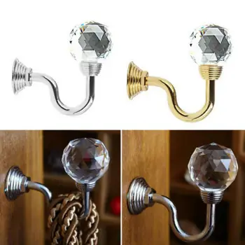 

2PCS U Shaped Curtain Holdback Accessories Buckle Hooks Hanger Window Home Decor Vintage Tassel Holder Crystal Ball Wall Mounted