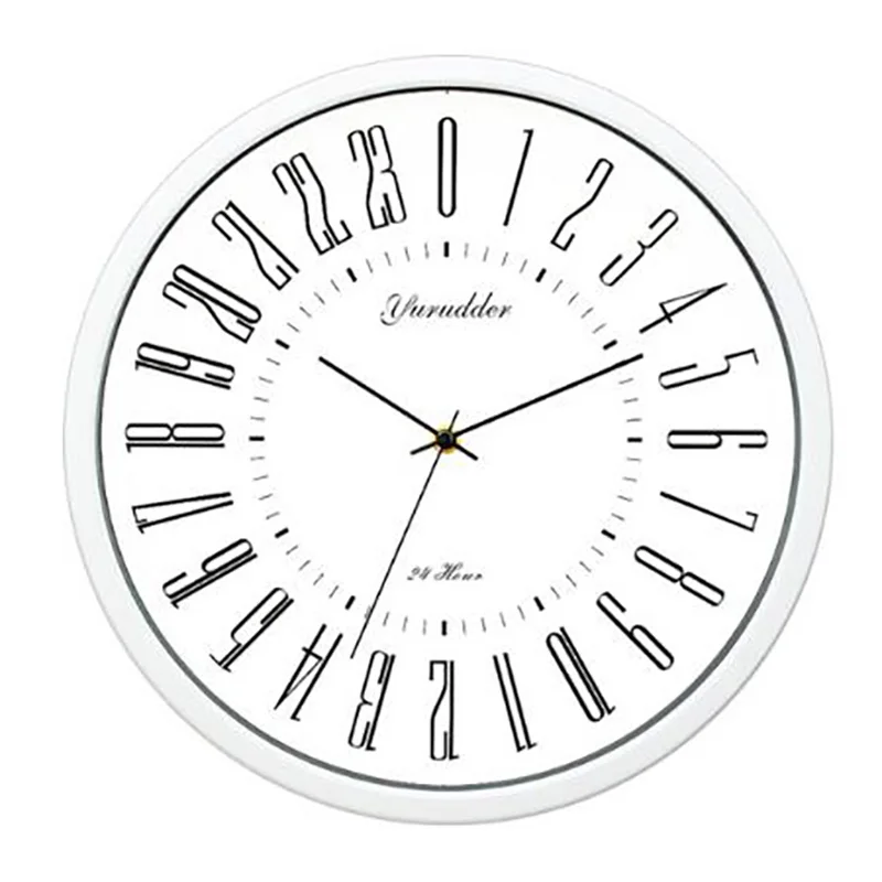 Новейшая 24 часовой циферблат дизайн 12 дюймов металлический каркас современная мода декоративные круглые Настенные часы