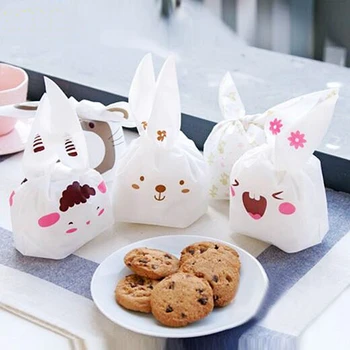 10pcs Bunny Cookies Gift Bags Birthday Wedding Party Decoration Kawaii Long Ears Rabbit Dessert Cake Candy