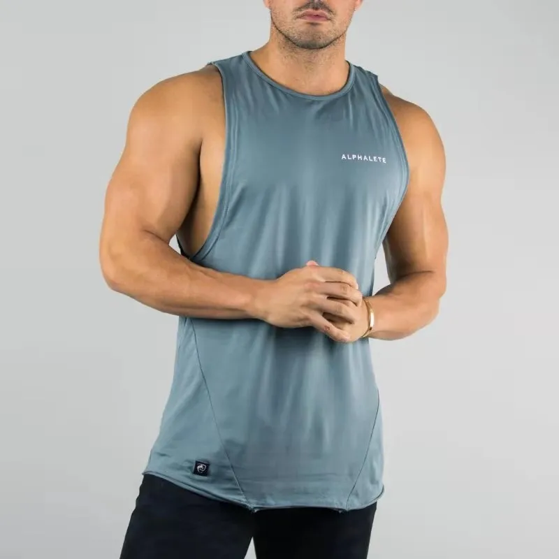 

2019 New ALPHALETE Bodybuilding Stringer Tank Tops Men Fitness Clothing Gyms Shirt Muscle vest Workout Cotton Regatas Masculino