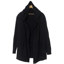 Модный мужской Тренч, пальто с капюшоном, длинный рукав, Повседневный Кардиган с вырезом, новая модная мужская верхняя одежда, базовый свободный крутой Топ, черный NSY16-11-01