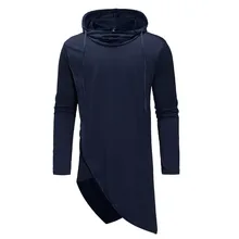 Новая мужская мода, Мужская однотонная ветровка с капюшоном, куртка, кардиган, куртка с длинными рукавами, Повседневная стеганая длинная куртка