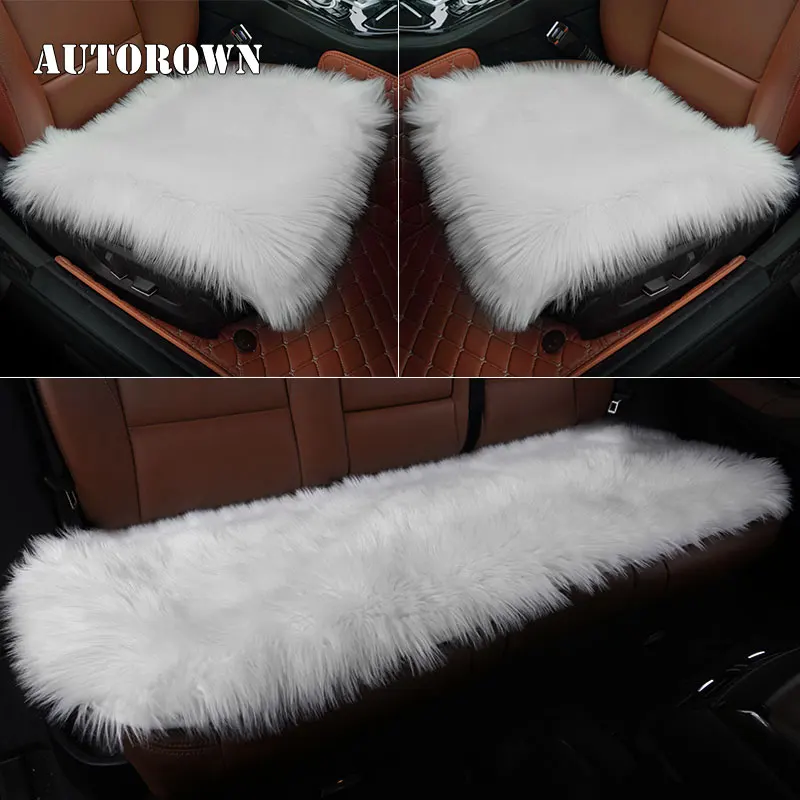 AUTOROWN Car Seat Cover Cushion Mats Artificial Faux Fur High Quality