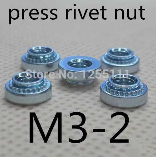 

100pcs/lot High Quality m3-2 m3 press nut clinching Nut steel zinc plated Rivet Nuts inserting self clinching Nuts