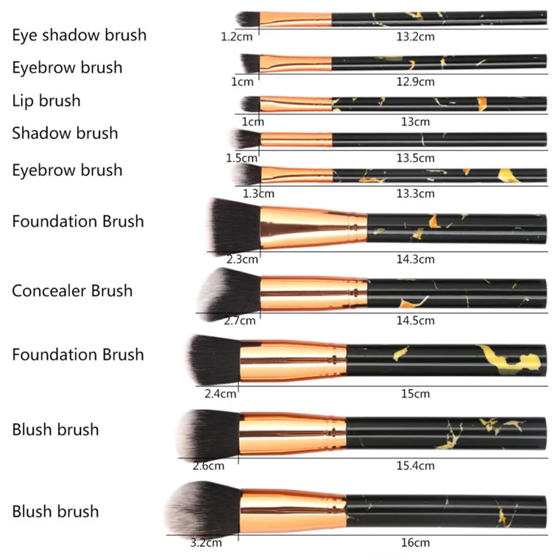 Pincéis de Maquiagem Bolsa de Lidar com Cosméticos Kit + 1 Conjunto Fundação Contorno Blush Marmoreio pc Mármore Preto Maquiagem Ferramenta Hot! 10 Pcs 2 10 PCS Pincéis de Maquiagem Conjunto Fundação