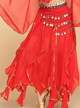 DJGRSTER, Новое поступление, 6 цветов, платье для танца живота, длинная талия, женские шифоновые профессиональные юбки для танца живота - Цвет: Red