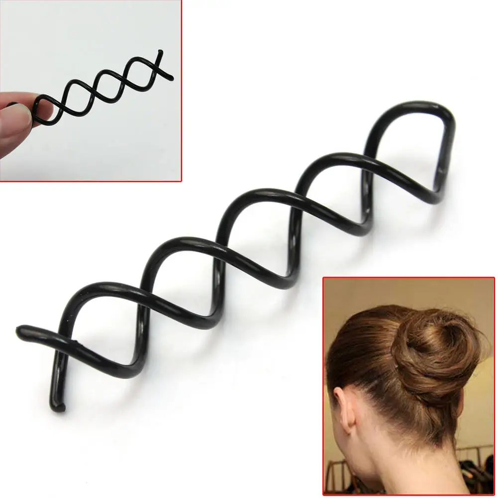 Women 10 Pcs Spiral Screw Hair Pin Barrette Spin Clip Stick Bud Head