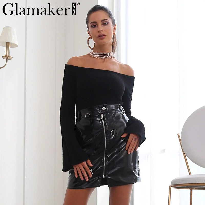 Женское трикотажное боди Glamaker сексуальное облегающее с открытыми плечами и