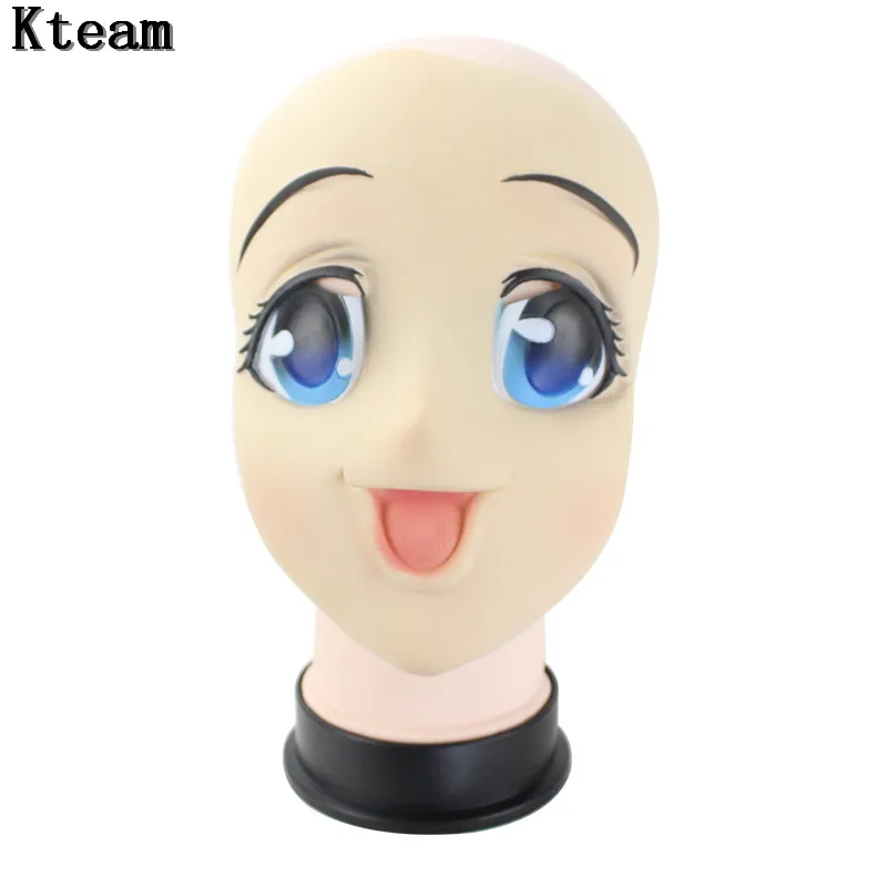

Top Grade Halloween Party Female Mask Latex Rubber Adult Anime Blue Eyed Sexy Girl Cartoon Female Cosplay Funny Mask Crossdress