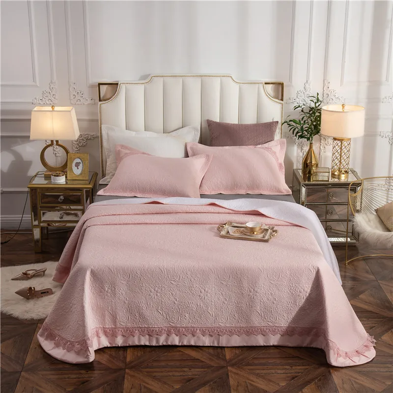 Серое, белое, розовое, хлопок, роскошное кружевное одеяло, покрывало, покрывало, простыни, постельное белье, одеяло, летнее одеяло, наволочки, 3 шт