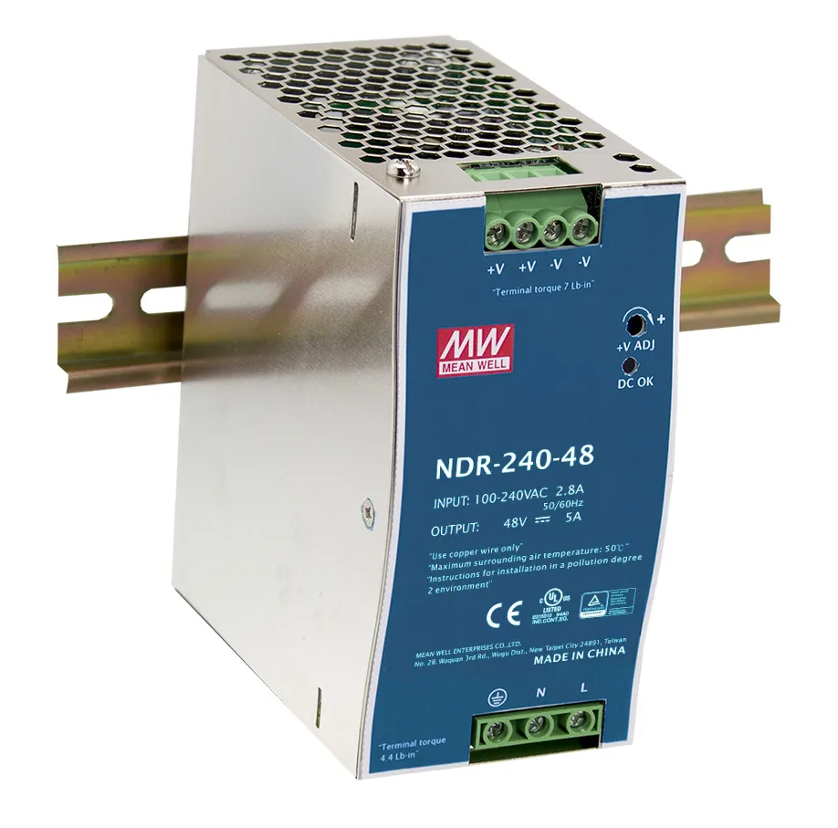 Цена товара MEAN WELL! NDR-240-24 24V 10A meanwell NDR-240 240W один Выход промышленные на din-рейку Питание