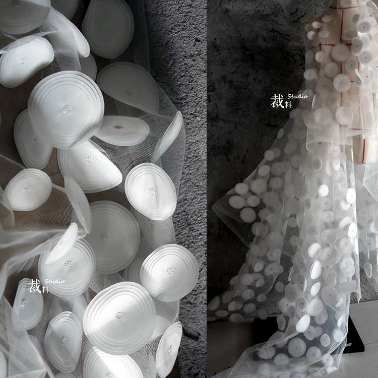 3D волнистая вышивка бутон шелк марлевая ткань дизайнерская кружевная ткань для пэчворк Базен riche getzner tissus telas por metros