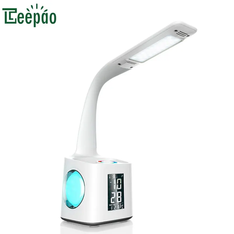 

5W Multifunction Desk Lamp LCD Display Temperature Time Alarm clock LED Table Lamp Rechargeable Dimmable Reading Pen Holder Lamp
