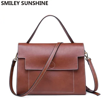 

SMILEY SUNSHINE Genuine Leather Crossbody Bag for Women 2019 Satchels Messenger Bag Vintage Ladies Leather Hand bag sac a main