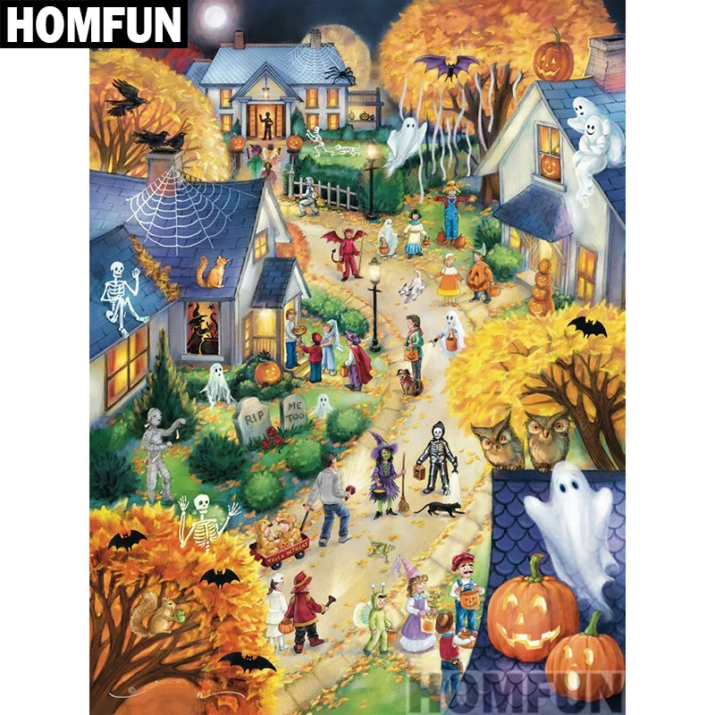 

HOMFUN Full Square/Round Drill 5D DIY Diamond Painting "Halloween gift" 3D Embroidery Cross Stitch 5D Home Decor A00877