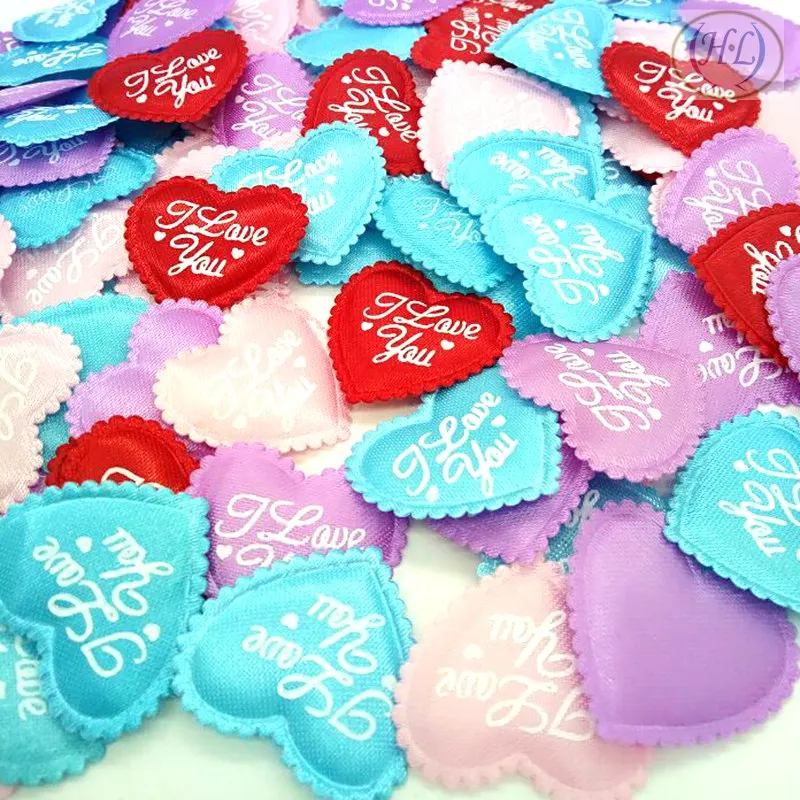 

HL 100pcs Mix colors Padded Felt Love Heart Appliques Wedding Decoration DIY Sewing Crafts 35MM A316