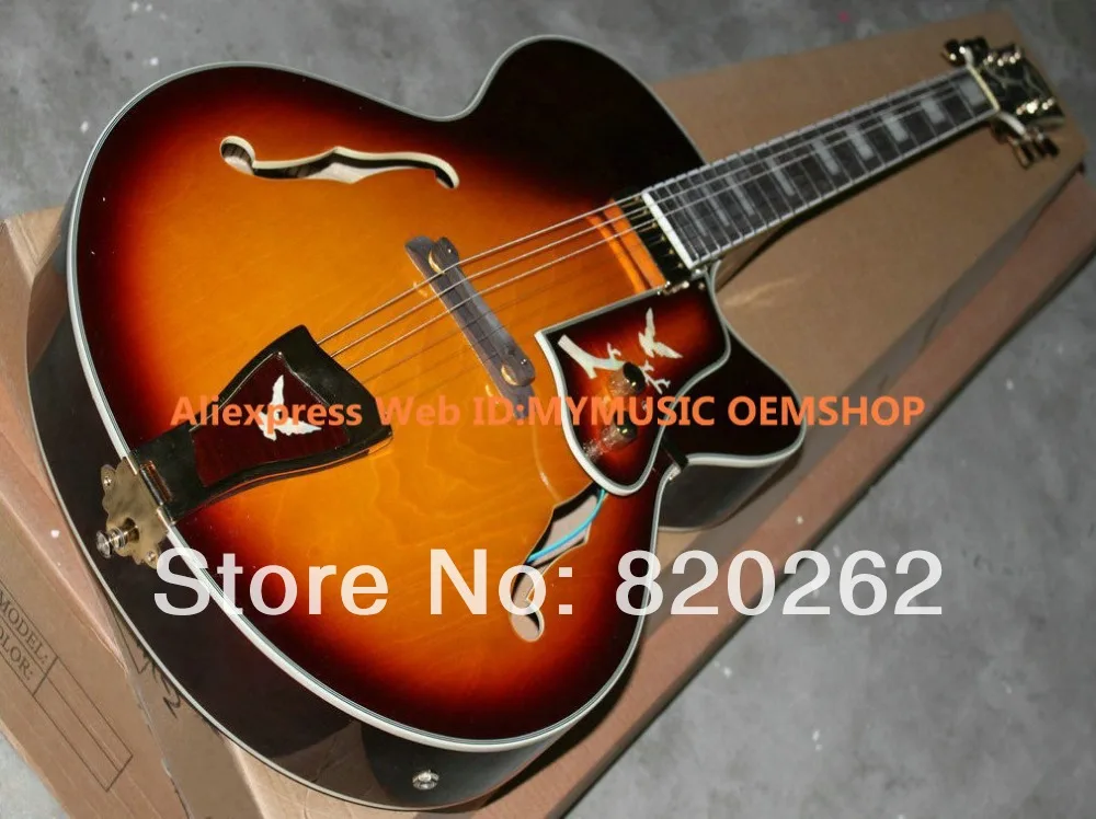 

High Quality Newest Hollow Honey Burst One Pickup Classic Jazz Guitar Wholesale Guitars