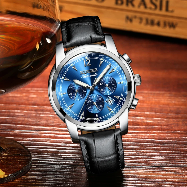 Швейцарские автоматические механические часы мужские Бингер люксовый бренд часы мужские сапфировые часы водонепроницаемые reloj hombre 17