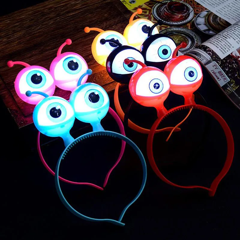 

Hot Creative Kids Adults Light Up Luminous Glowing Big Eyes Alien Cosplay Toy Hairband Show Concert Party Dress Christmas Gifts