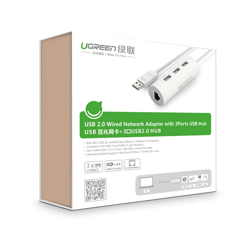 Ugreen USB 2 0 Ethernet для Windows 10 Xiaomi Mi Box 3 концентратор к RJ45 Lan адаптер Сетевая карта|usb 2.0