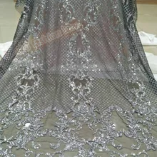 Горячая Распродажа Африканский блестки Тюль ажурная ткань CiCi-41520 shining клееного блестками кружевной ткани