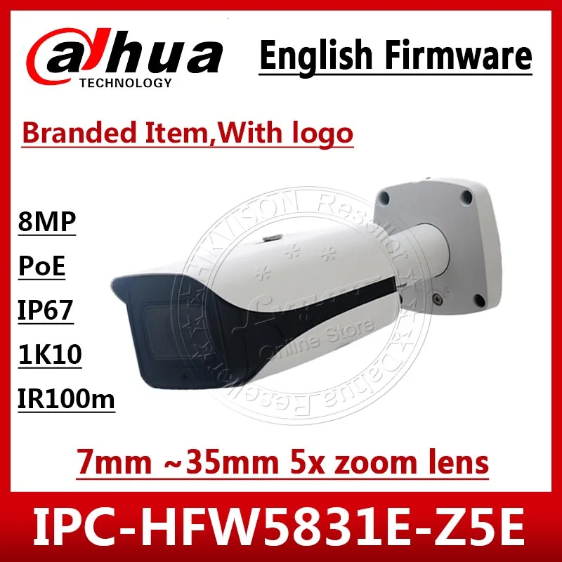 

DAHUA 8MP IP Camera IPC-HFW5831E-Z5E 7mm~35mm 5x zoom lens IP67 IK10 POE 100m IR Range Security Camera IPC-HFW5831E-ZE with logo