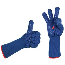 1 pair blue heat resistant insulation grill microwave oven mitts gloves for kitchen bbq cooking baking tools glove mitt