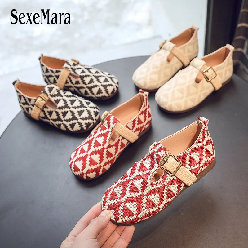 

2019 Fashion Cloth Fabric Casual Children's Shoes Girls Sneakers Breathable Princess Girl Stripes Shoes Children Footwear C01102