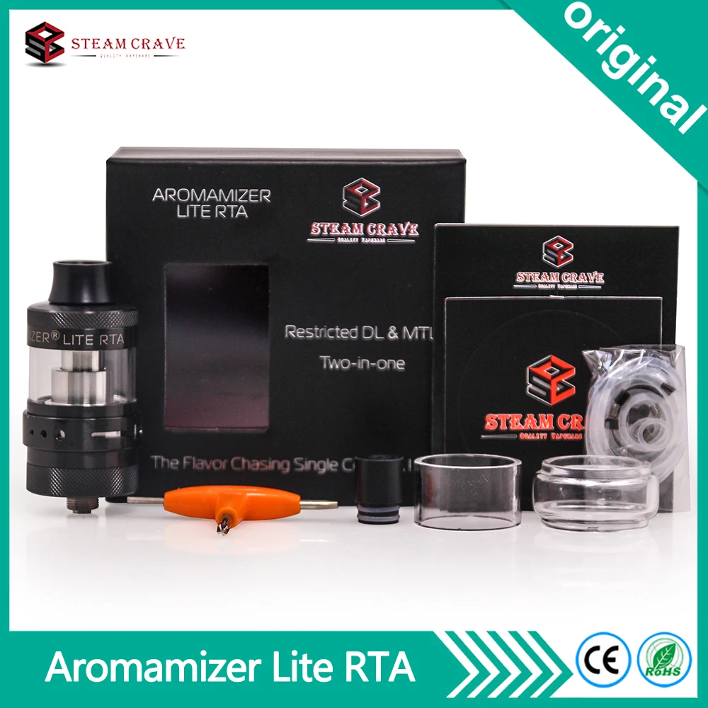 

Original Steam crave Aromamizer Lite RTA Tank 23mm 2 AFC airhole options 3.5/4.5ml Capacity Vape Tank Atomizer For 510 Thread