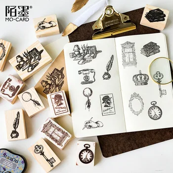 

Vintage gothic crown feather wood stamp DIY craft wooden rubber stamps for scrapbooking stationery scrapbooking standard stamp