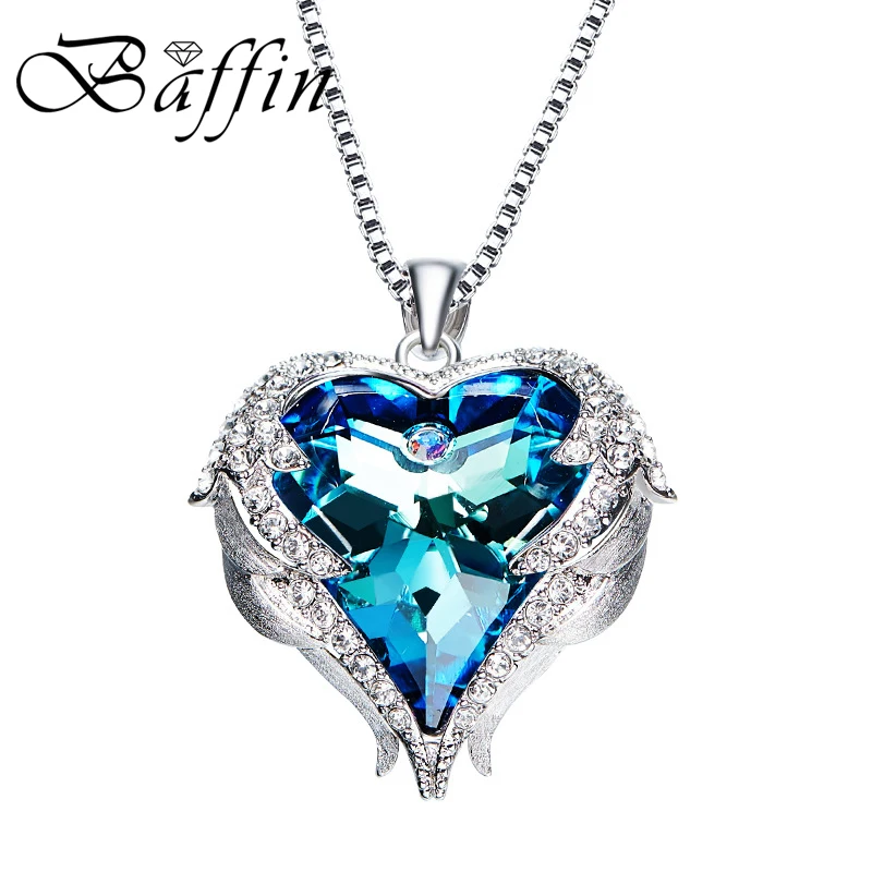 

BAFFIN Beautiful Heart Maxi Pendant Necklaces Crystals From Austria For Women Luxury Jewelry 2018 Valentine's Day Gifts