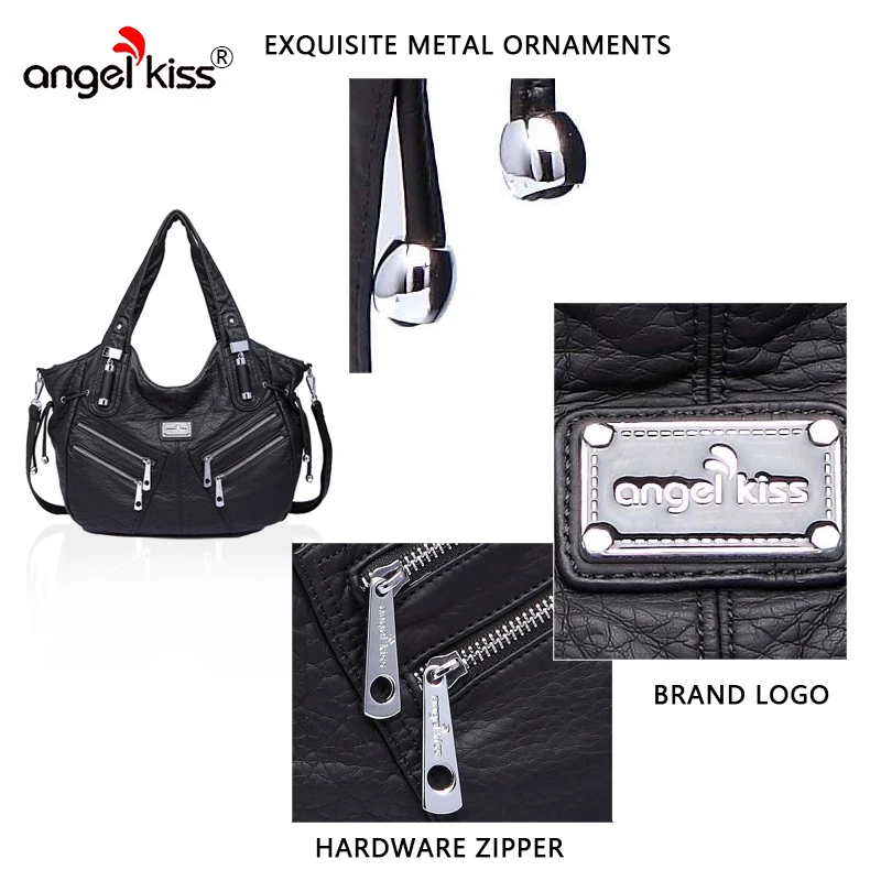 Angelkiss النساء يد بو الجلود أكياس الإناث زلابية الكتف Crossbody حقيبة الأعلى مقبض حقيبة يد حمل حقيبة بولسا