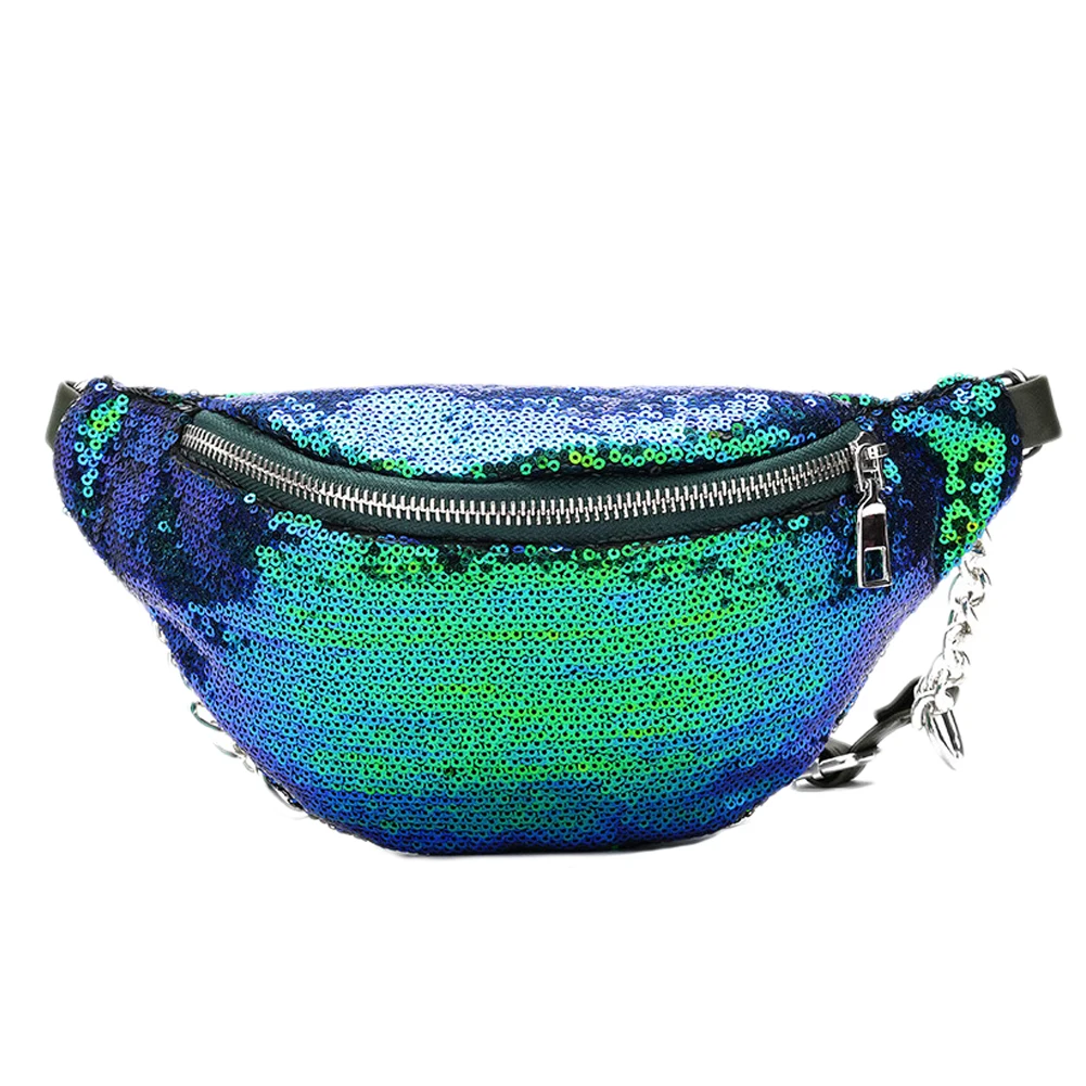 

Women Casual Sequin Belt Bag Fanny Pack Fashion Female Waist Bag Sparkling Sequins Glitter Zip Bag Chest Pouch Shoulder Bag