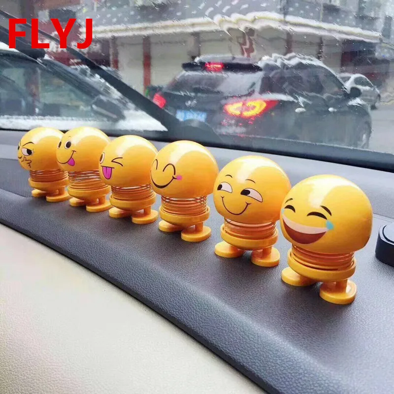 

Car Ornaments Creative Dolls Cute Shaking Head Emoji Figure Model Doll Auto Accessories for Fiat 500 Punto Kia Rio K2 3 Audi A5