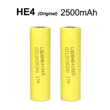 2pcs new Original for LG HE4 LGDBHE41865 18650 battery 3 7V 2500mAh HE4 Lithium Power Battery