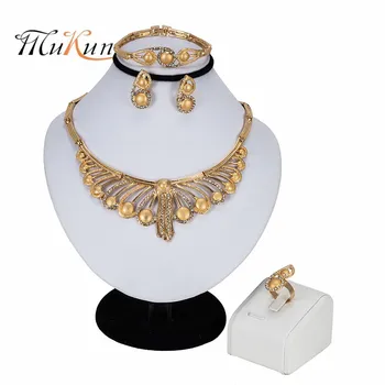 

MUKUN Exquisite Dubai Gold Colorful Jewelry Set Nigerian Wedding woman accessories jewelry set African Beads costume Jewelry Set