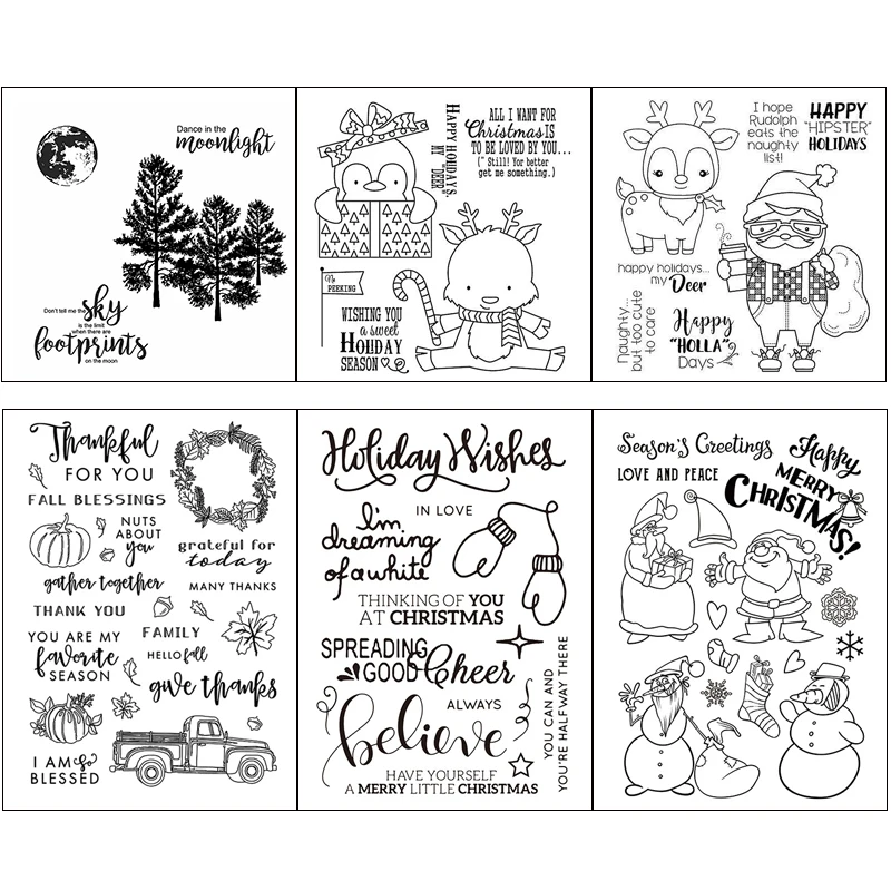 

Christmas/Halloween Transparent Silicone Stamp for DIY Scrapbooking/Photo Album Decorative Card Making Clear Stamps Supplies