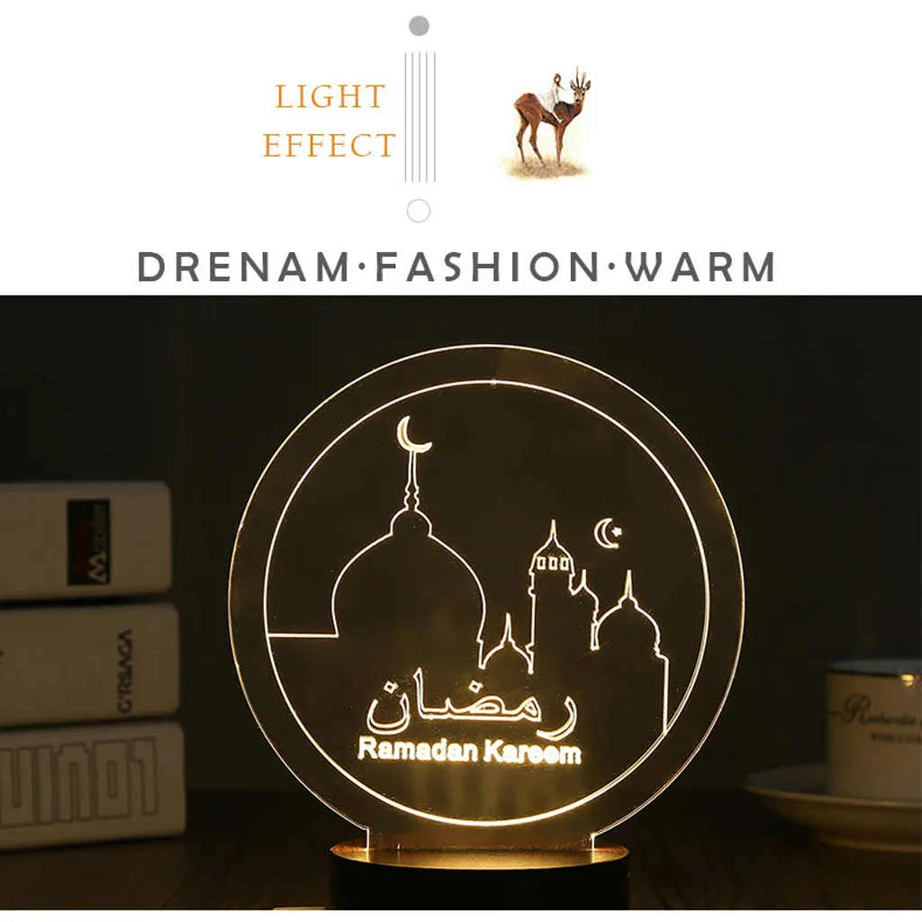 

Ramadan Festival Style Muslim Ramadan 3D Night Light Table Desk Lamp Light USB Bedroom Child for home decor LED lamp