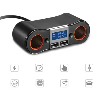 

Two Intelligent Charging Smoke Lighter Car Charger Car Charge Cables Adapters & Sockets One Trailer Double USB Car Distributor