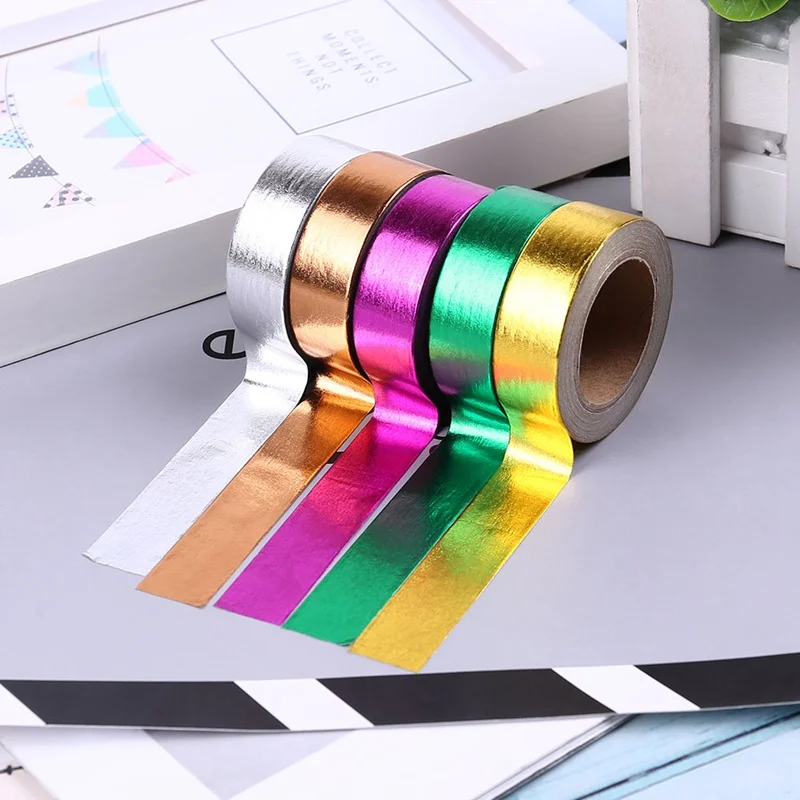 Винтажная клейкая лента Washi моющаяся бумажная ткань Золотая фольга школьные
